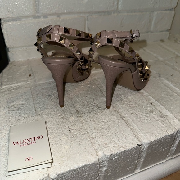 Valentino Women's Studded Tan Heels - Picture 5 of 8